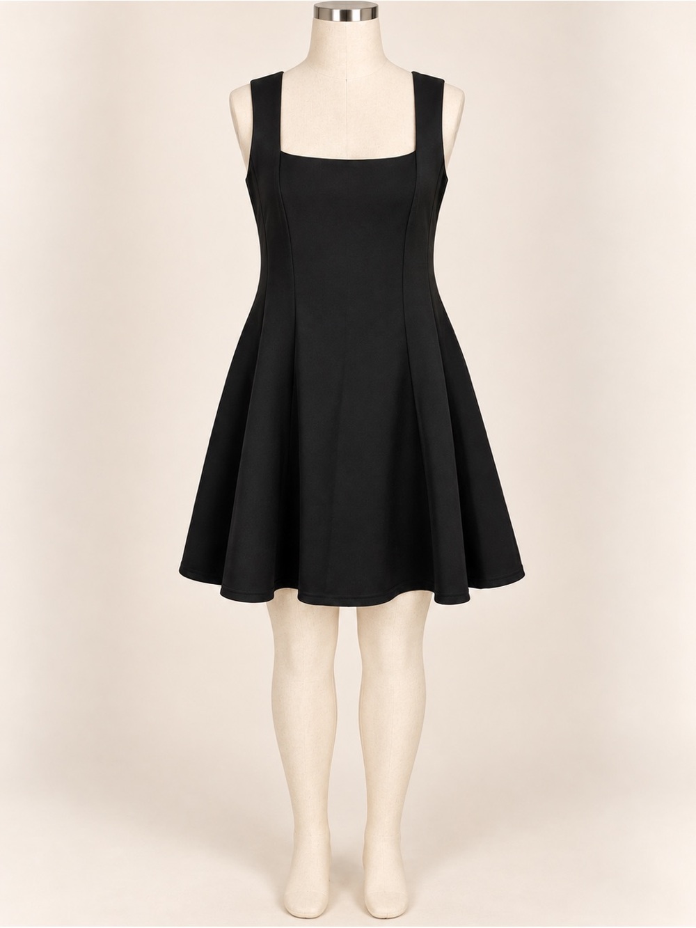 Black Square Neck Sleeveless Fit & Flare Mini Dress Medium